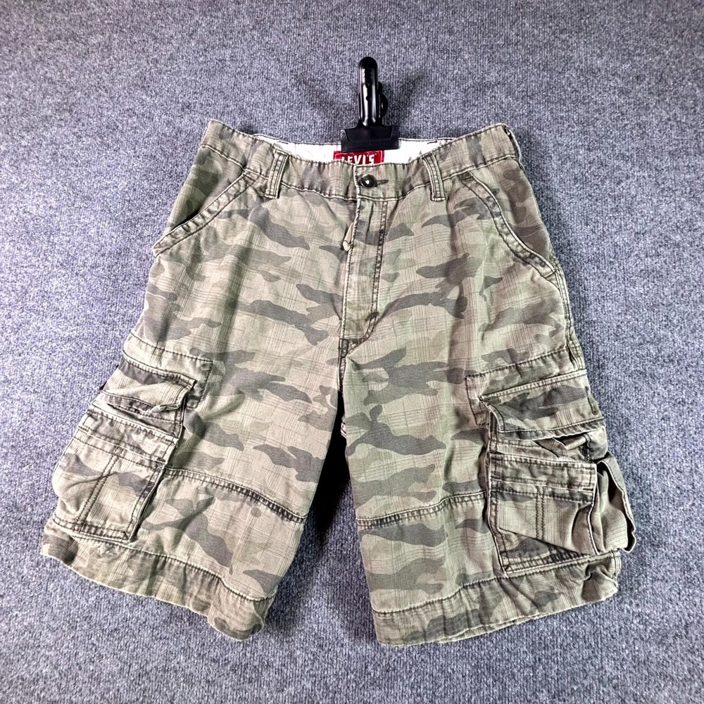 VTG Levis Squad Cargo Shorts Mens 33 Beige Camouflage US Army Military Cotton